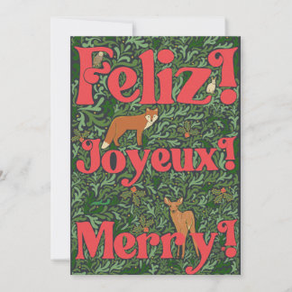 Frohe! Joyeux! Fröhliche! Wald-Folien-Feiertagskar Feiertagskarte