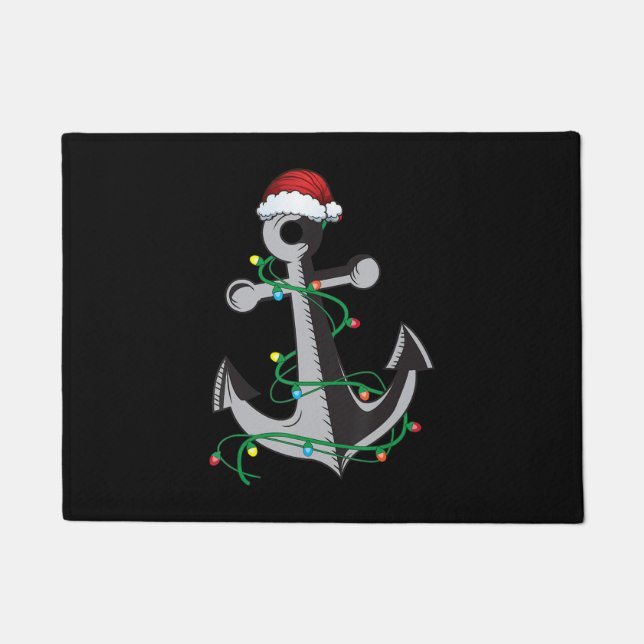 Frohe Kapitän Santa Xmas Light Anchor Weihnachten Fußmatte (Vorderseite)