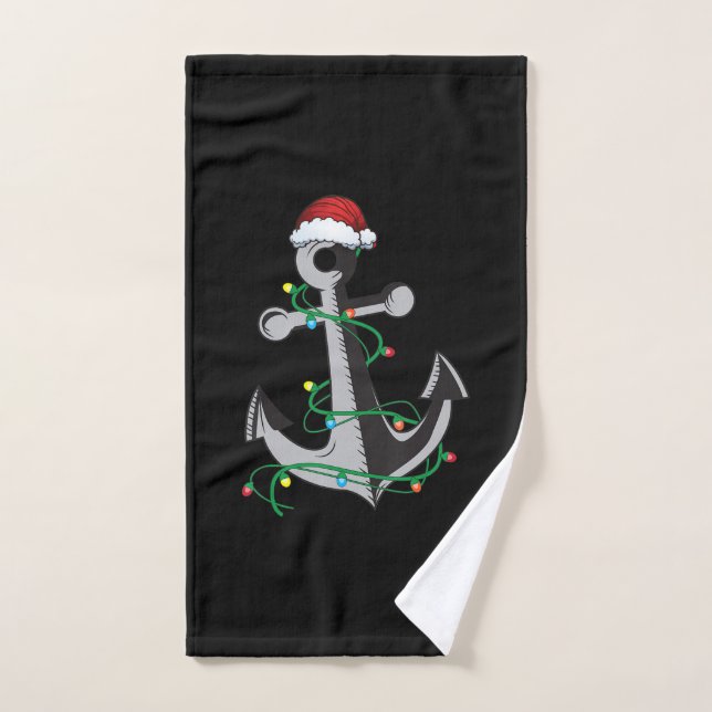 Frohe Kapitän Santa Xmas Light Anchor Weihnachten Handtuch (Handtuch)