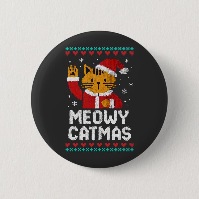 Frohe Katzenweihnacht Button (Vorderseite)