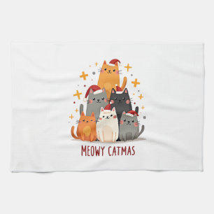 Frohe Katzenweihnachten Katze Weihnachtsbaum Xmas  Geschirrtuch