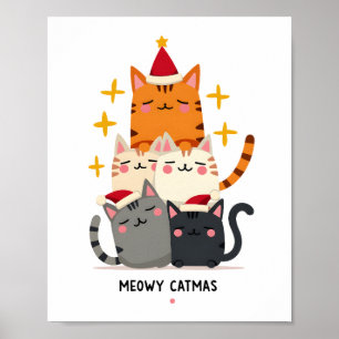 Frohe Katzenweihnachten Katze Weihnachtsbaum Xmas Poster