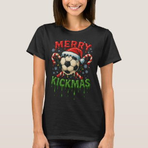 Frohe Kickmas Fußball Weihnachten Zuckerrohr Eiscr T-Shirt