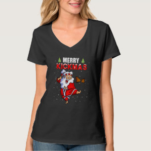 Frohe Kickmas Karate Weihnachtsmann Familie passen T-Shirt