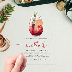 Frohe kleine Cocktail-Sangria-Feier zur Weihnachts Acryleinladungen