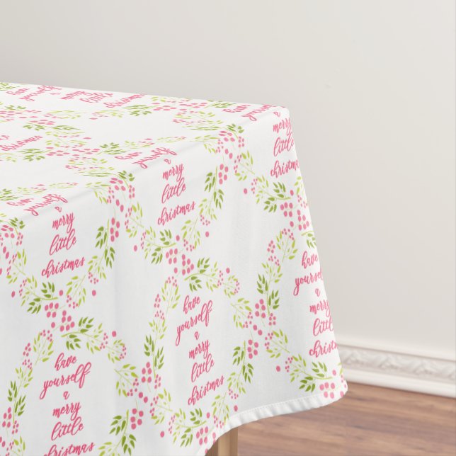 Frohe kleine Weihnachten - Blume Wreath Tablecloth Tischdecke (Beispiel)