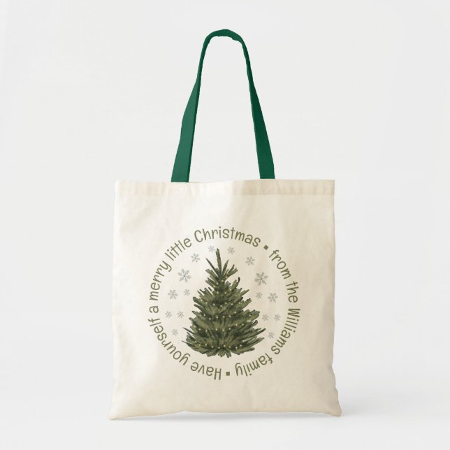 Frohe kleine Weihnachten, Ferien-Baum grün Tragetasche (Vorne)
