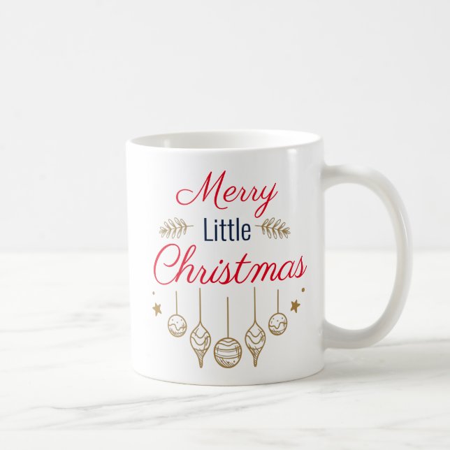 Frohe kleine Weihnachten Gold Holly Blätter Orname Kaffeetasse (Rechts)