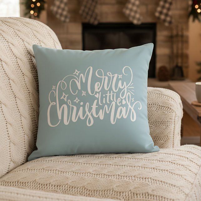 Frohe kleine Weihnachten in hellblau Kissen (christmas pillow)