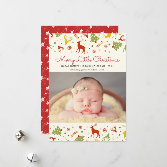 Frohe kleine Weihnachten New Geboren Baby First Xm (Vorderseite/Rückseite Beispiel)