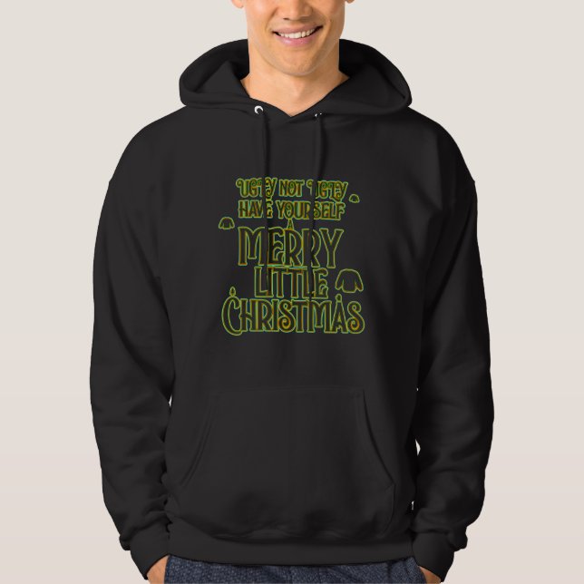 Frohe kleine Weihnachts hässliche Pullover Hoodie (Vorderseite)