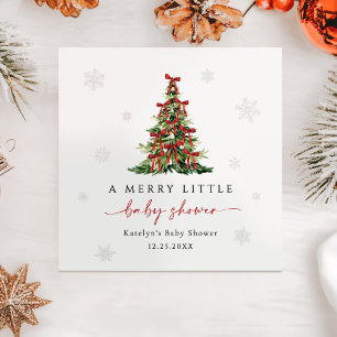 Frohe kleine Weihnachtsbaum-Babyparty Serviette