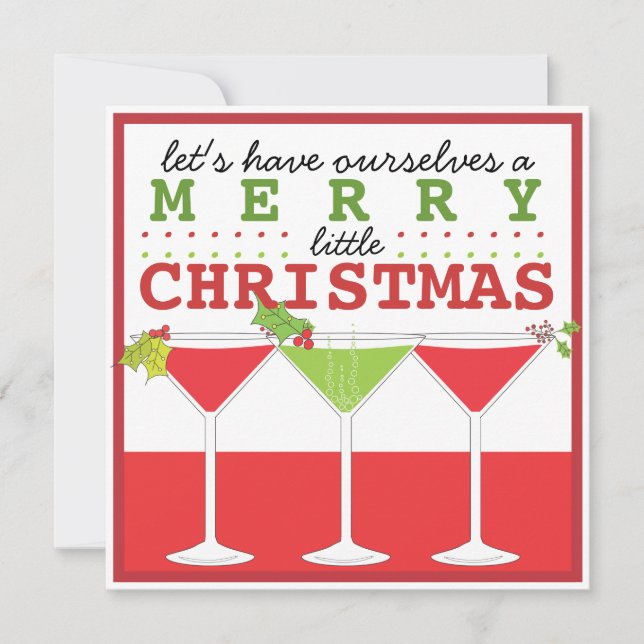 Frohe kleine Weihnachtscocktail-Party Einladung (Vorderseite)