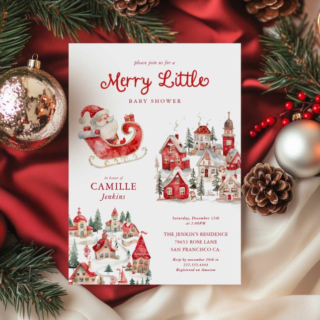 Frohe kleine Weihnachtsdusche Einladung (Merry Little Christmas Baby Shower - Gender Neutral Winter Baby shower invite)
