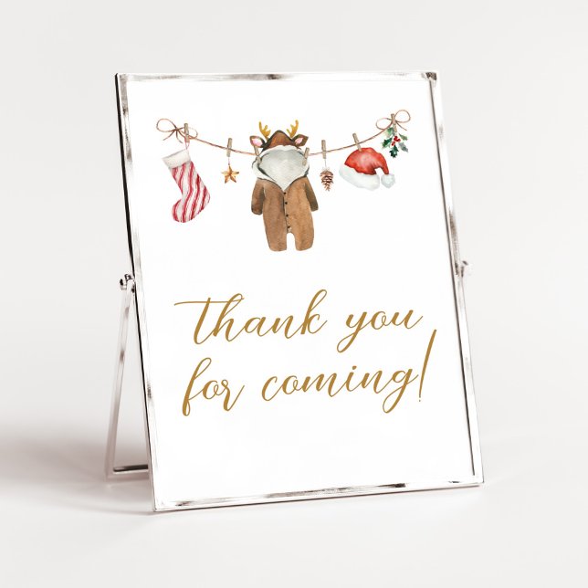 Frohe kleine Weihnachtskleidung Danke fürs Kommen Poster (Merry Little Clothes Baby Shower Thank you for Coming Sign)