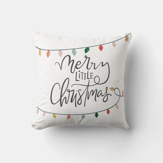 Frohe kleine Weihnachtsleuchten werfen Kissen (Vorderseite)