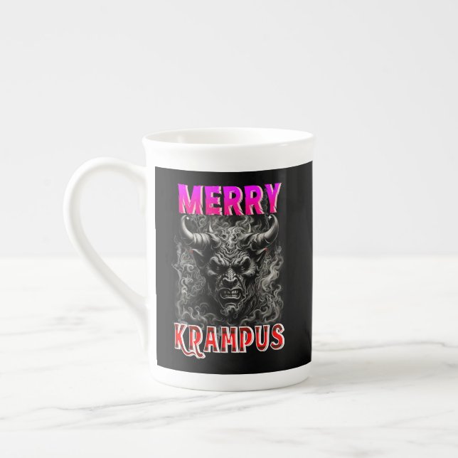 Frohe Krampus Prozellantasse (Links)