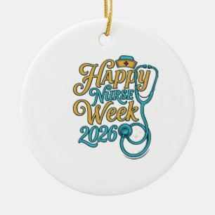 Frohe Krankenpflegerwoche 2026 Stethoskop-Shirt-De Keramik Ornament