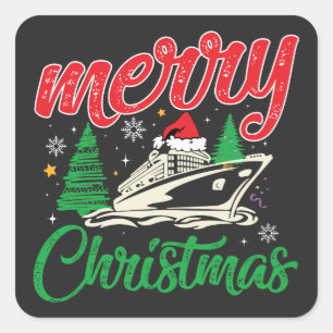 Frohe Kreuz-Weihnachten, Familie der Weihnachts-Kr Quadratischer Aufkleber