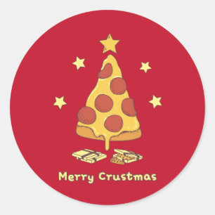 Frohe Krustenweihnacht - Pizza Weihnachts Klassik Runder Aufkleber