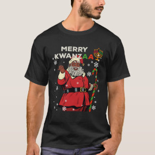 Frohe Kwanzaa Weihnachtsmann Schwarzes Weihnachten T-Shirt