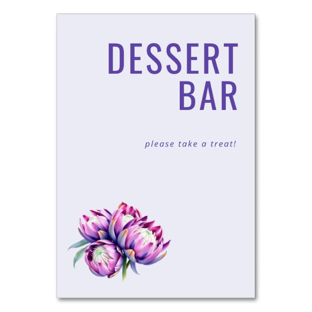 Frohe Lavendel Blumen Dessert Tafeldekoration Tischnummer (Vorderseite)