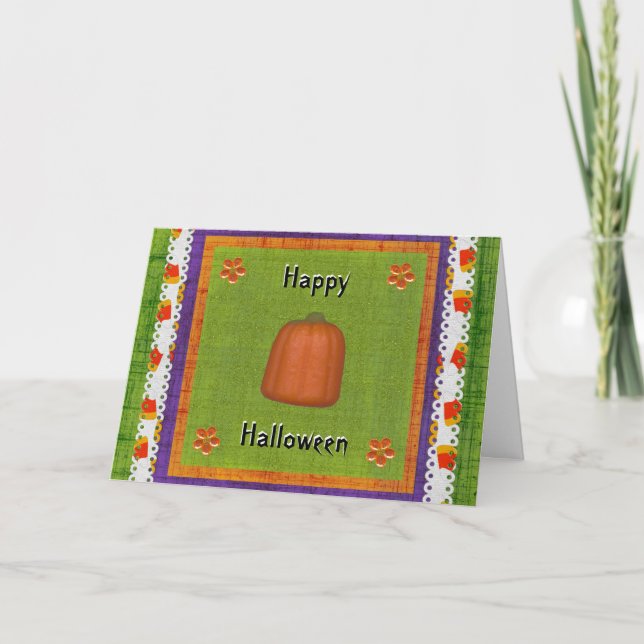Frohe Leckerei gefüllt Halloween Candy Corn Pumpki Karte (Vorderseite)