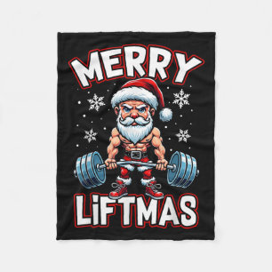 Frohe Liftmas lustiger Weihnachtsmann Workout Gym Fleecedecke
