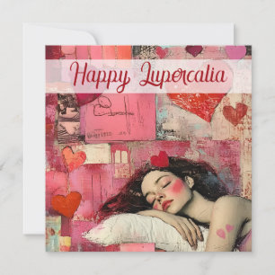 Frohe Lupercalia Vintage Herz Collage Valentinstag Feiertagskarte