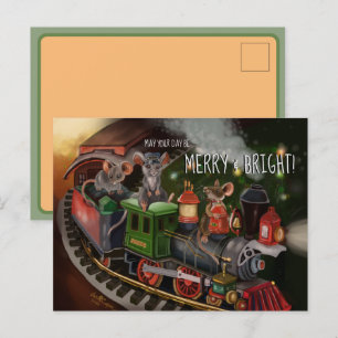 Frohe Maus Feiertagszug   Feiertagspostkarte