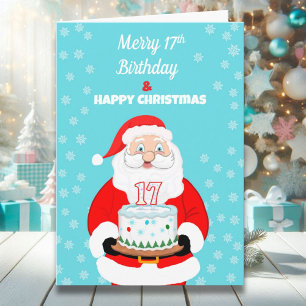 Frohe Merry 17. Geburtstagsweihnachten Santa  Karte
