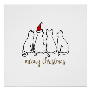 Frohe Miezekatze Weihnachten Süße Kätzchen Katzen  Poster