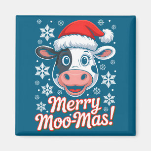 Frohe Moo-weihnachten Weihnachts-Cartoon-Bauernhof Magnet