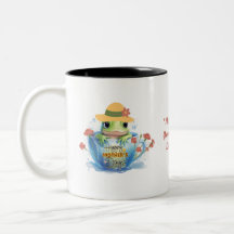 Frohe Mutter Tag Frosch und Hut in einem Teacup