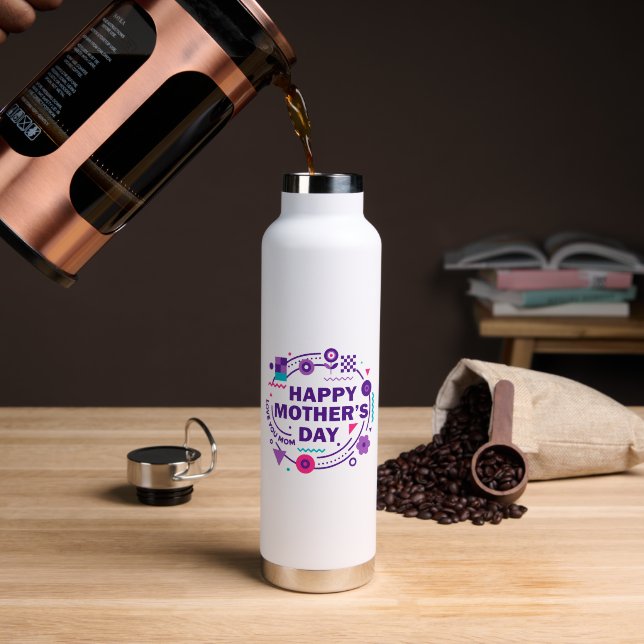 Frohe Muttertag Retro Style Liebe Mama Trinkflasche (Kaffee (gedreht))