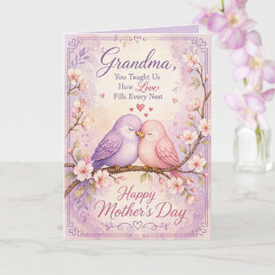 Frohe Muttertags-Oma Whimsical Lovebirds Karte