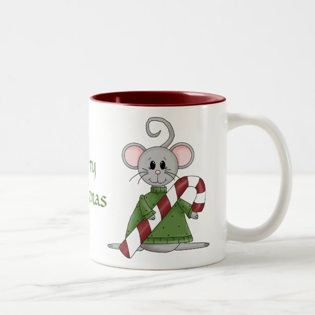Frohe Nacht vor Weihnachten Maus Zwei-Tone-Kaffee Zweifarbige Tasse (Rechts)
