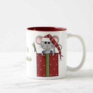 Frohe Nacht vor Weihnachten Maus Zweifarbige Tasse