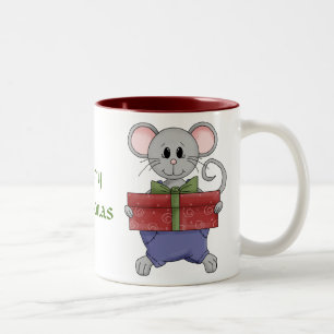 Frohe Nacht vor Weihnachten Maus Zweifarbige Tasse