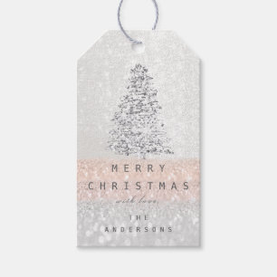 Frohe Namen Weihnachten Baum Schnee Snow Geschenkanhänger