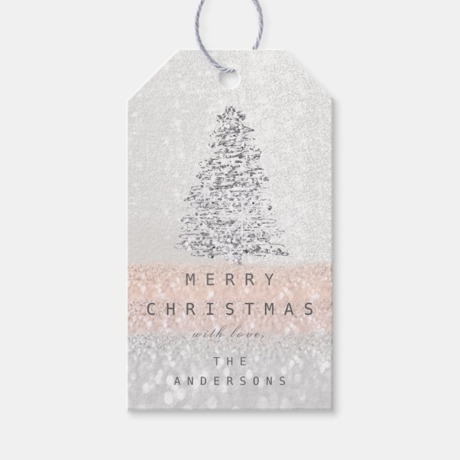 Frohe Namen Weihnachten Baum Schnee Snow Geschenkanhänger (Vorderseite)
