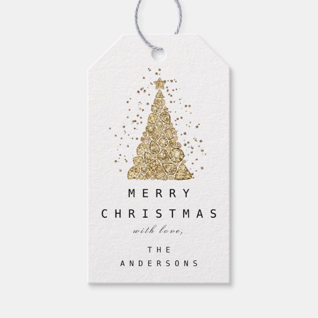 Frohe Namen Weihnachten Weihnachten Gold Diamant T Geschenkanhänger (Vorderseite)
