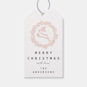 Frohe Namen Weihnachten WhiteRose Rentier Geschenkanhänger
