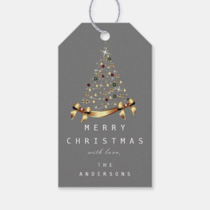 Frohe Namen Weihnachtsbaum Geschenk grau Geschenkanhänger