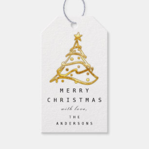 Frohe Namen Weihnachtsbaum Gold White Geschenkanhänger