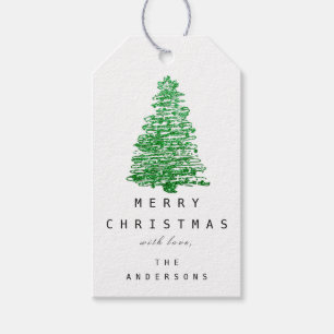 Frohe Namen Weihnachtsbaum Grün Weiß Geschenkanhänger