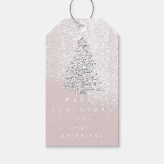 Frohe Namen Weihnachtsbaum Pink Snow Geschenkanhänger (Vorderseite)