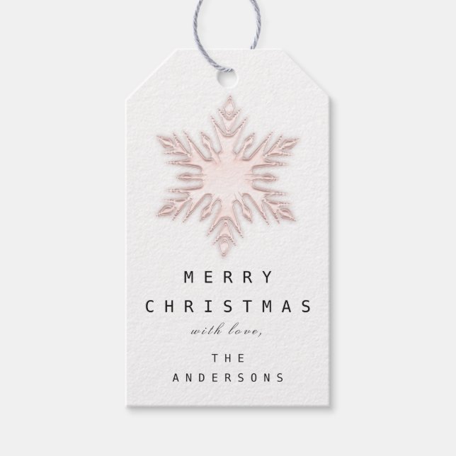 Frohe Namen Weihnachtsbaum Rose Schnee Geschenkanhänger (Vorderseite)
