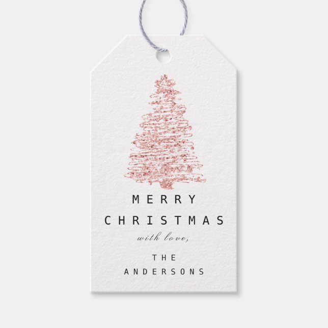Frohe Namen Weihnachtsbaum Rose White Geschenkanhänger (Vorderseite)