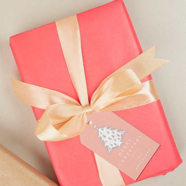 Frohe Namen Weihnachtsbaum Rose White Geschenkanhänger (Merry To Name Holiday Christmas Tree Rose White Gift Tags)